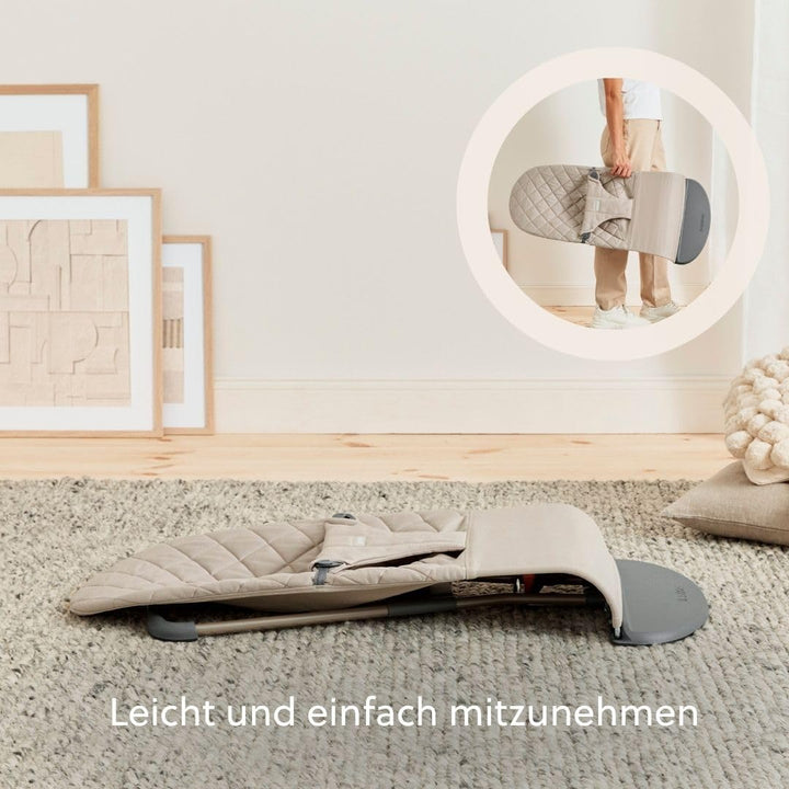 BabyBjörn Babywippe Bliss, Gewebt, Klassische Steppung, Sandgrau Sandgrau Gewebt, Klassische Steppun