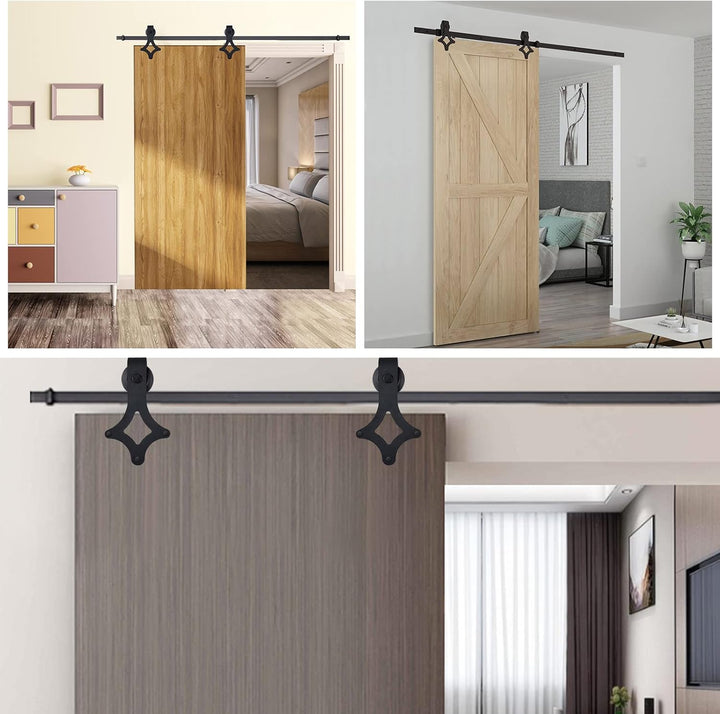 Schiebetürbeschlag Komplettset - Schiebetürsystem für Holz- und Falttüren - 183cm Schwarz - Laufschi