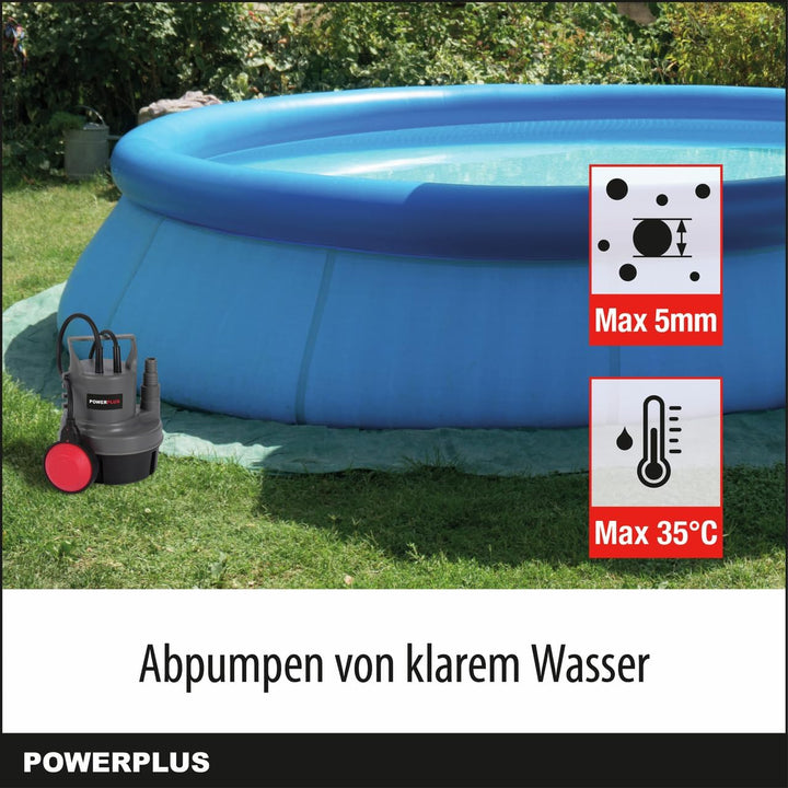 Powerplus Elektrische Wasserpumpe POWEW67900-200 W Tauchmotorpumpe, Maximaltemperatur 35°C und Förde