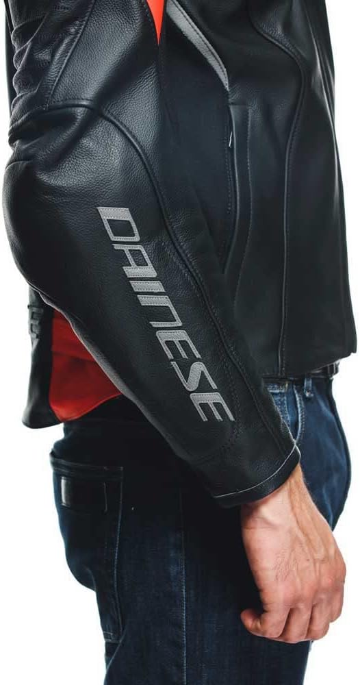 Dainese Racing 4 Motorrad Lederjacke 48 BLACK/FLUO-RED, 48 BLACK/FLUO-RED