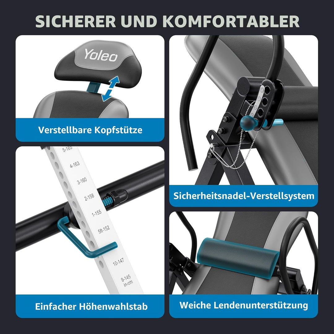 YOLEO Klappbare Inversionsbank von Rücken und Nackenschmerzen Max. 300 lbs zur Entlastung der Wirbel