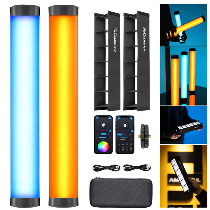 AMBITFUL A2 Vollfarbiges RGB-Röhrenlicht, CRI 95 TLCI 97 Genaue Farbe, 2500K-8500K einstellbar, RGB