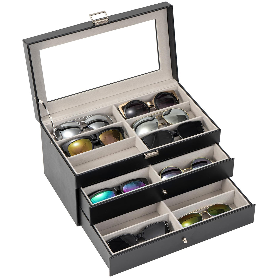 ProCase Brillenbox Sonnenbrillen Displaybox Aufbewahrungsbox aus Leder Brillenschatulle Brillenkoffe