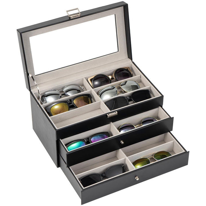 ProCase Brillenbox Sonnenbrillen Displaybox Aufbewahrungsbox aus Leder Brillenschatulle Brillenkoffe