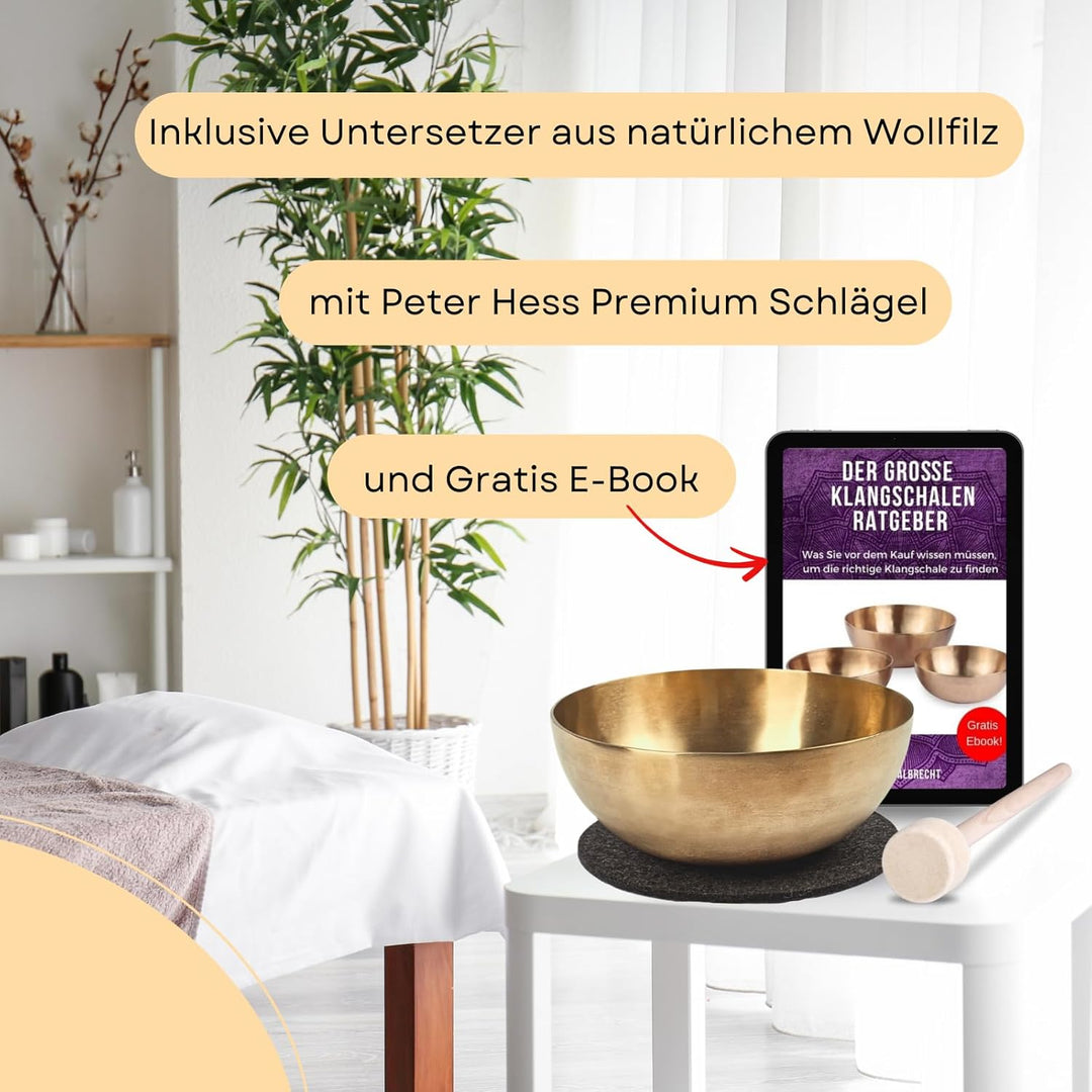 Peter Hess Therapieklangschale Universalschale (21 cm, 900 g) Klangschale mit Filzschlägel und Unter