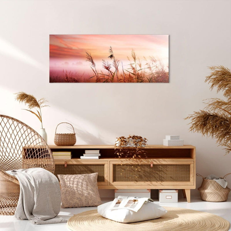 Panorama Bilder auf Leinwand 100x40cm Leinwandbild Wiese Getreide Natur Gross Wanddeko Bild Schlafzi