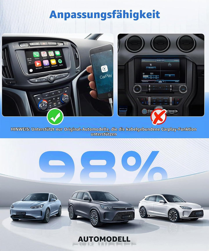 Rimoody Wireless Carplay &amp; Android Auto Wireless Adapter, 2 IN 1 Stick Konvertieren Wired Android Au