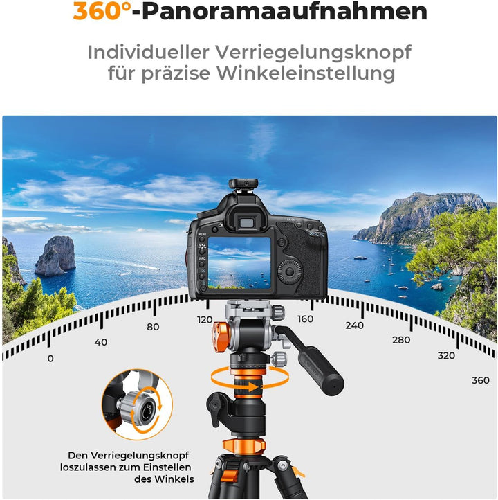 Stativkopf, K&F Concept FH-03 Fluidkopf,Stativkopf für Stativ,Videokopf mit Arca-Swiss Schnellwechse