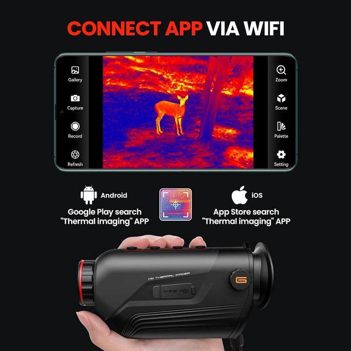 GOYOJO Handheld-Wärmebild-Monokular, 256 x 192 (25 Hz) @ 12 um Wärmesensor, Eingebaute Drahtlose Übe
