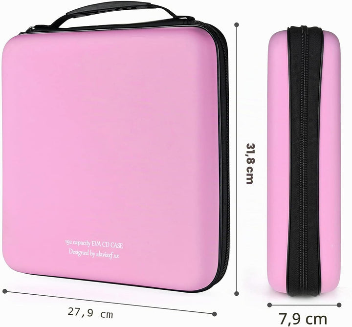 CD Tasche, 192 Kapazität Hart Eva Blu-ray CD-Brieftasche Doppelreissverschluss Handschlaufe Tragbare