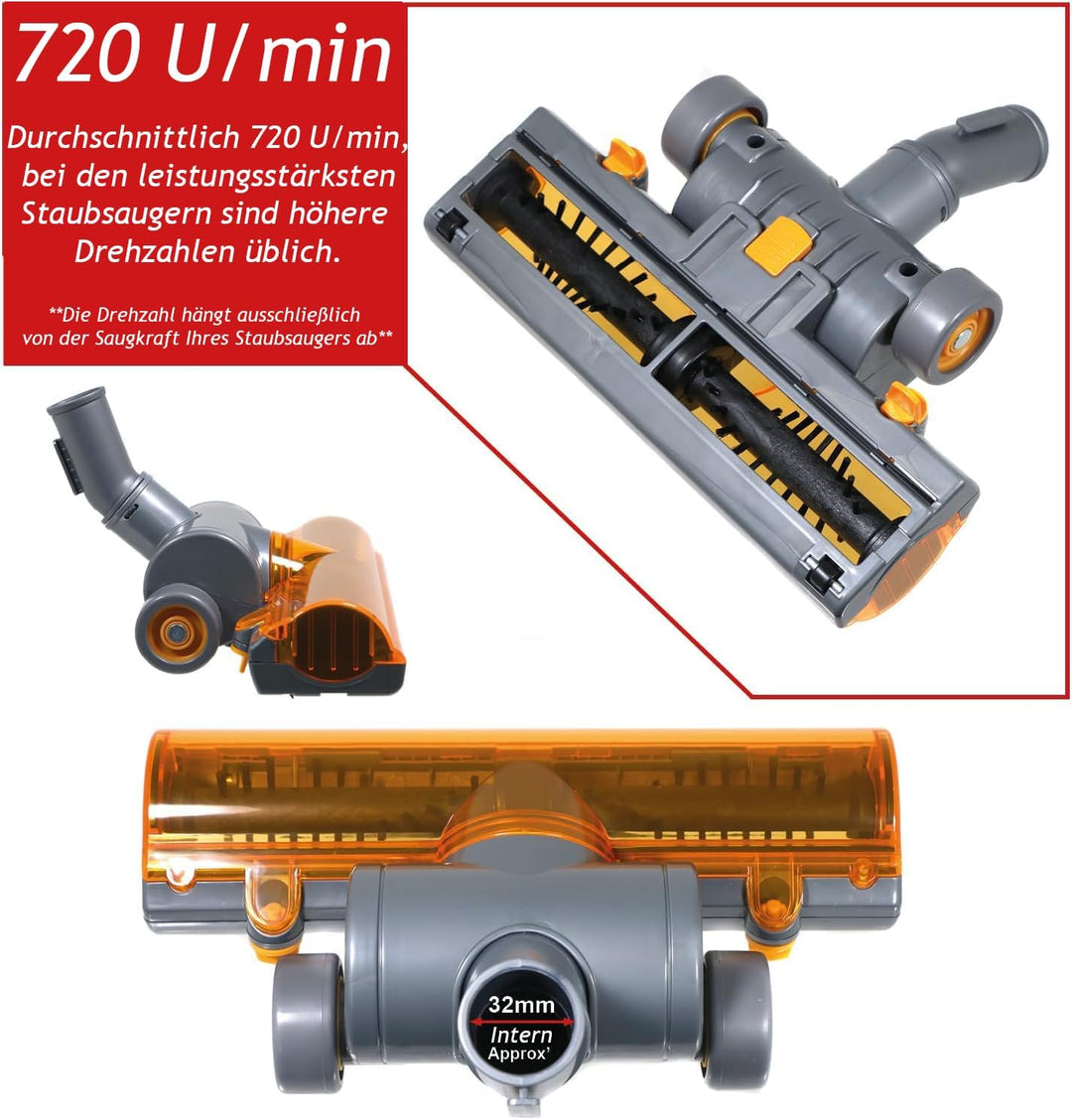 SPARES2GO Turbo-Bürstenkopf kompatibel mit Dyson DC33C und DC37C Staubsauger-Bodendüse