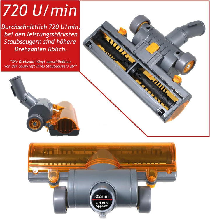 SPARES2GO Turbo-Bürstenkopf kompatibel mit Dyson DC33C und DC37C Staubsauger-Bodendüse