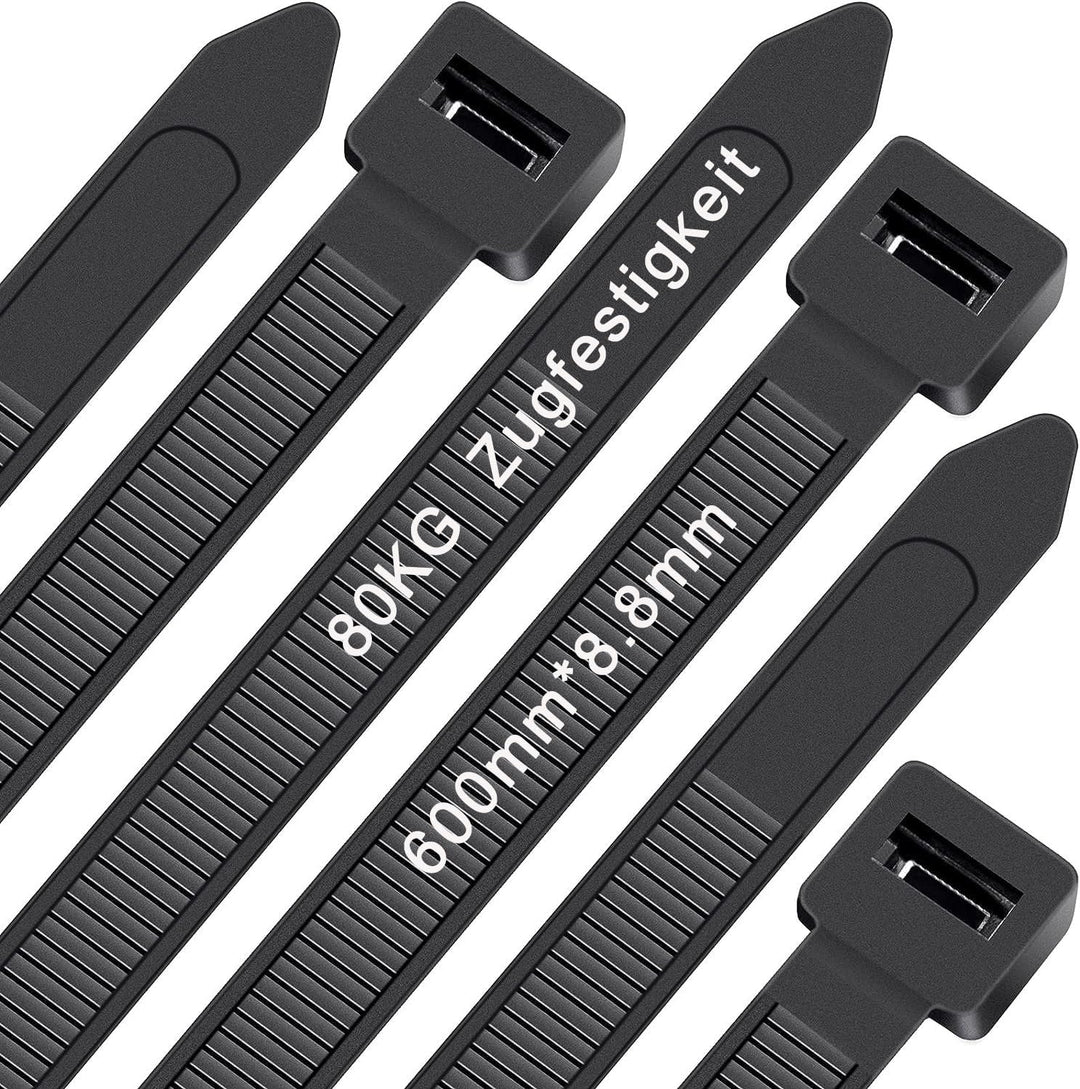 Kabelbinder Schwarz 600mm x 8,8 mm, WLEAD 50 Stück extra starke Kabelbinder mit 80kg Zugfestigkeit U