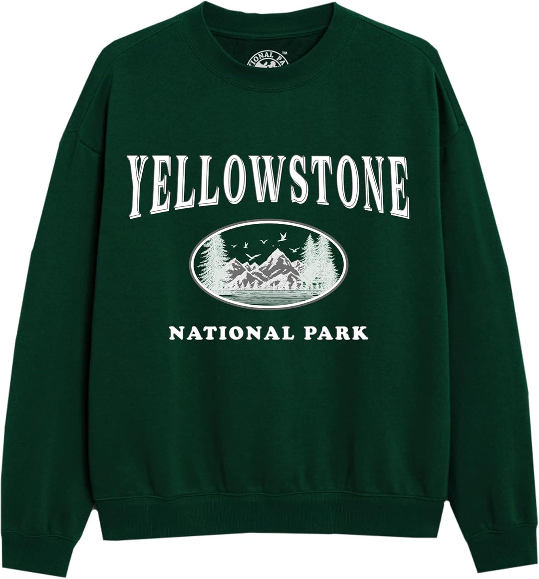 Cotton Soul National Parks Yellowstone Damen Crew Sweatshirt, Waldgrün XL Waldgrün, XL Waldgrün