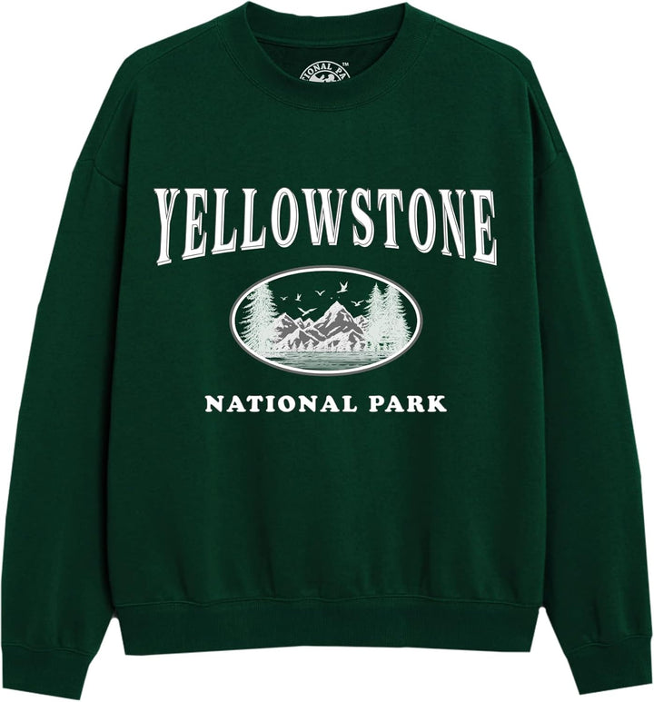 Cotton Soul National Parks Yellowstone Damen Crew Sweatshirt, Waldgrün XL Waldgrün, XL Waldgrün