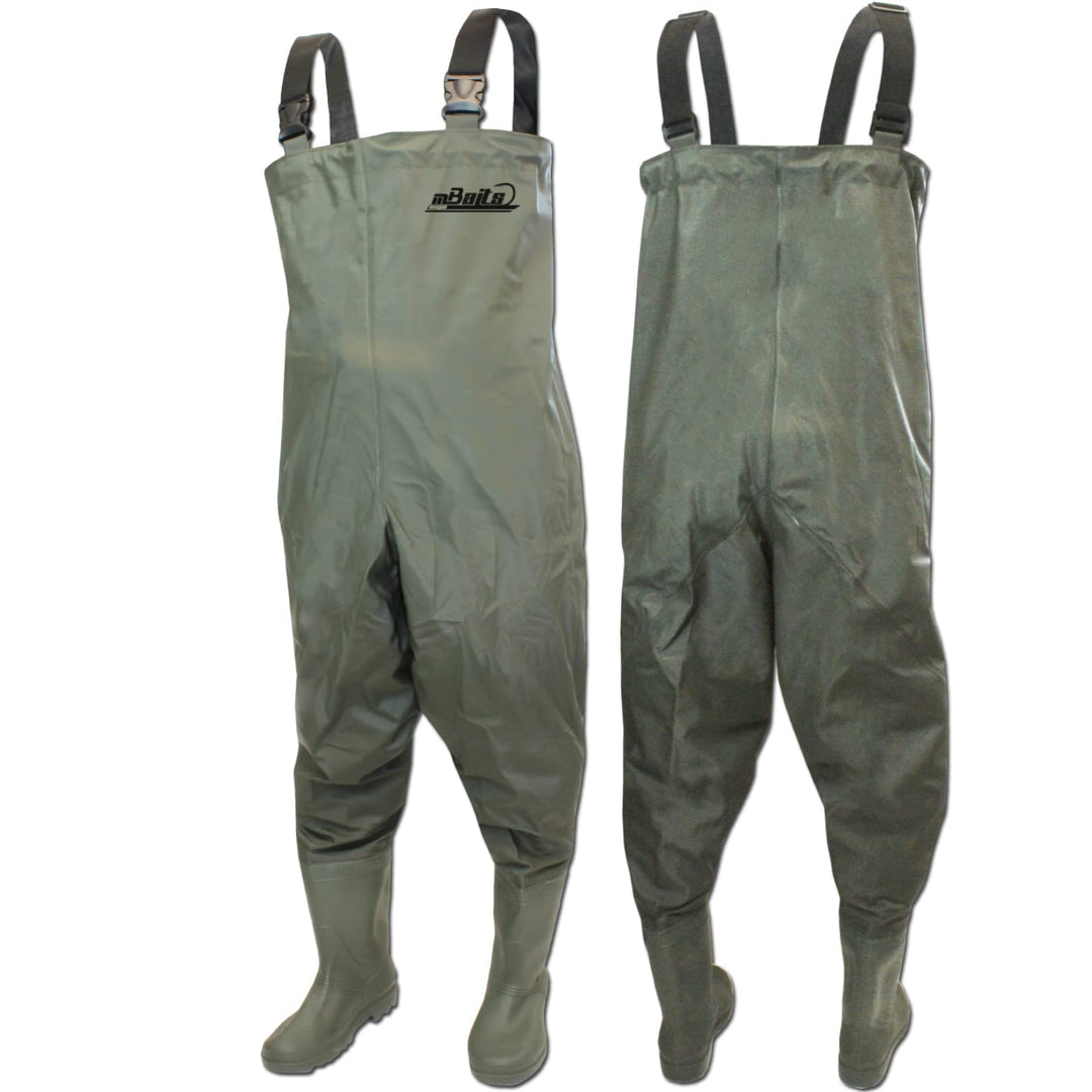 Magic Baits Wathose Wader Watstiefel Watbekleidung PVC Nylon Wasserdicht Anglerhose 45 olive grün, 4