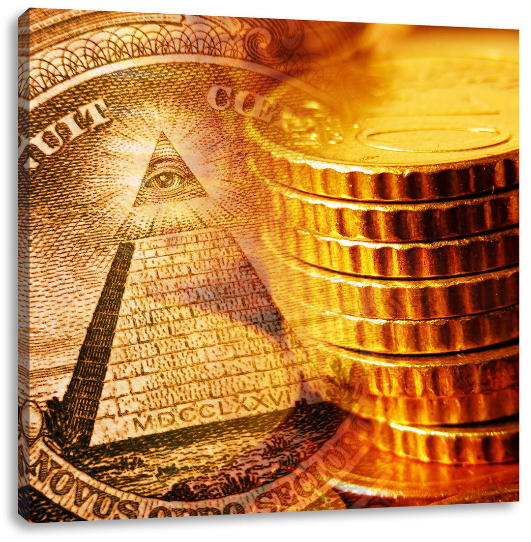 Illuminati Pyramide / 70x70cm Leinwandbild bespannt auf Holzrahmen/Wandbild Kunstdruck Dekoration, 7