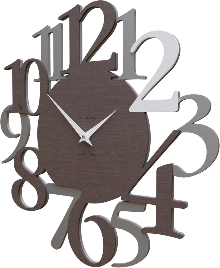 CalleaDesign Russell Wanduhr Weiss Wenge-Eiche Aluminium Elegantes Originelles Hochwertig 45 cm Mode
