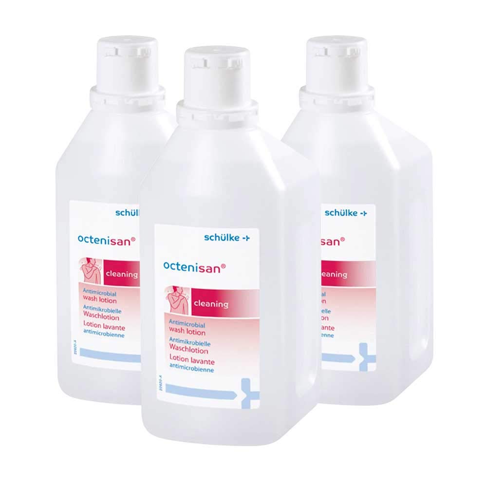 3x 1000 ml Schülke Octenisan® Waschlotion Reinigungslotion Flüssigseife, mit Allantoin, parfümfrei