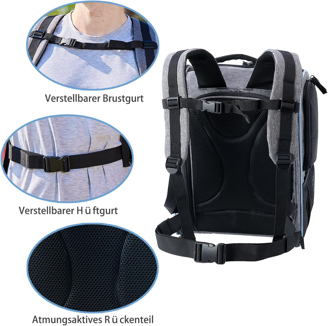 Taschmik Katzenrucksack Hunderucksack für Katzen Hunde bis 6kg, Katzen Rucksack erweiterbar Hunde Ru
