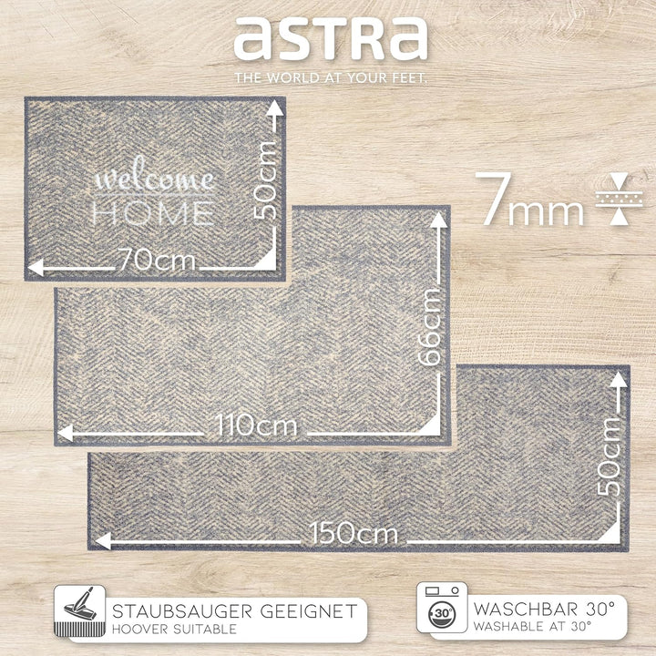 Astra rutschfeste Sauberlaufmatte innen - Fischgrät Welcome Home 50x70 cm - Wohnraum Fussmatte Desig