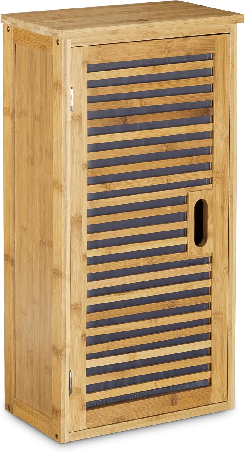 Relaxdays Badezimmer Hängeschrank aus Bambus, 2 Ablagen mit Einlegeboden, Badschrank HxBxT: 66 x 35