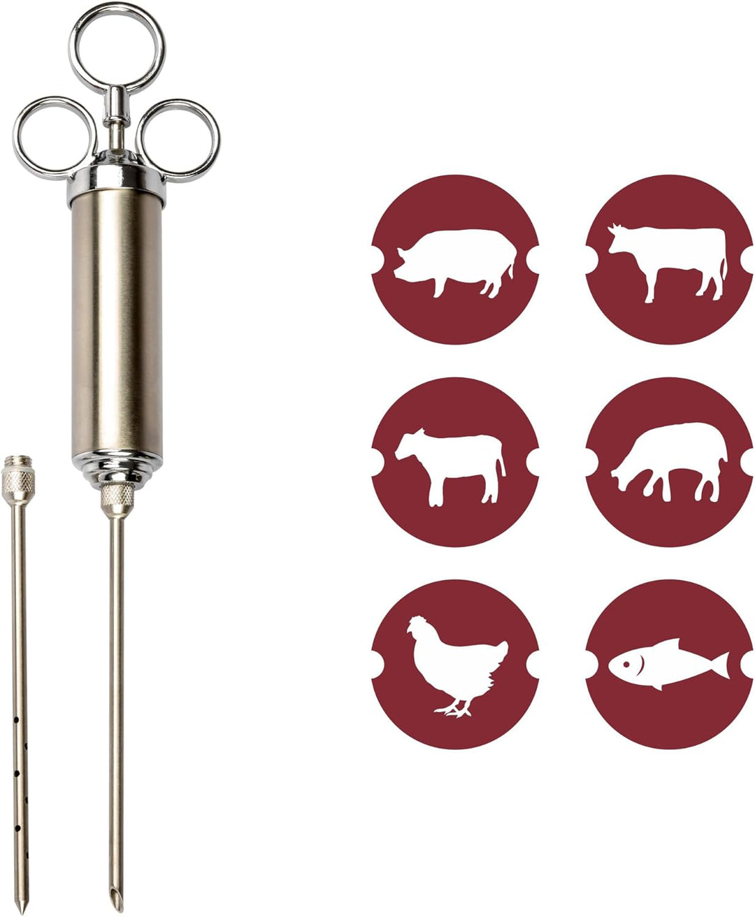 Browin® Edelstahl Fleischspritze 311102 | Marinierspritze mit 2 Nadeln | BBQ Bratenspritze für Rindf