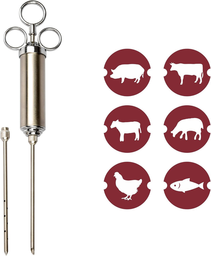 Browin® Edelstahl Fleischspritze 311102 | Marinierspritze mit 2 Nadeln | BBQ Bratenspritze für Rindf
