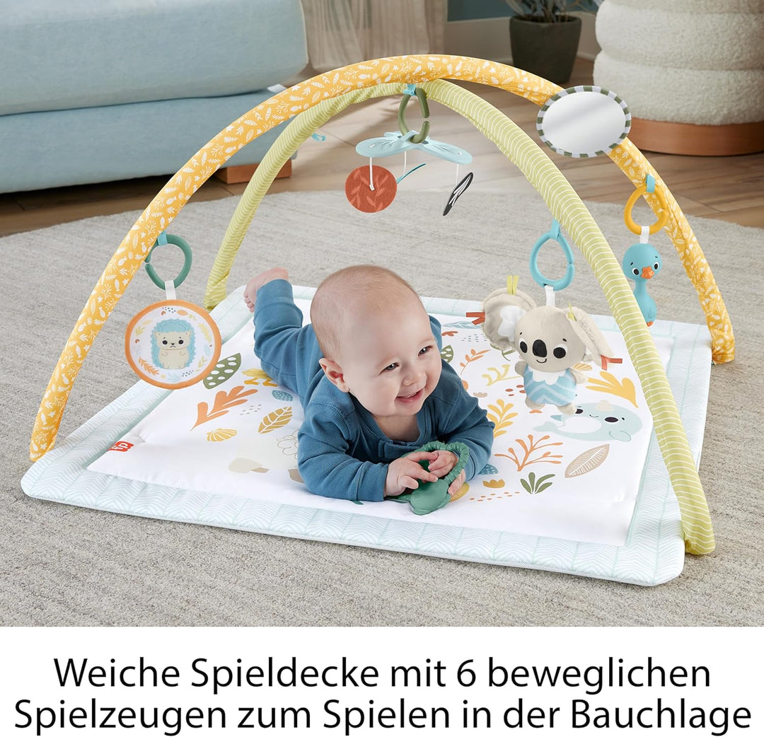 Fisher-Price Simply Senses Spieldecke für Babys, Erlebnisdecke für Neugeborene, mit Mobile und senso