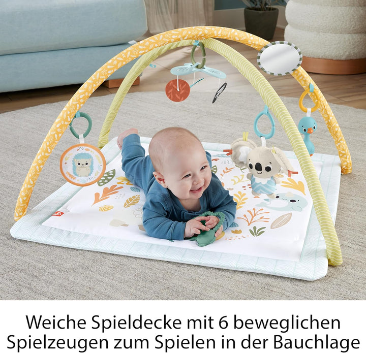 Fisher-Price Simply Senses Spieldecke für Babys, Erlebnisdecke für Neugeborene, mit Mobile und senso