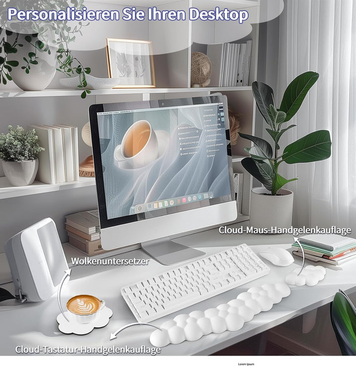 Handballenauflage Tastatur Wolke, Ergonomisches Handauflage Tastatur Wolke Mit PU Leder Memory Schau