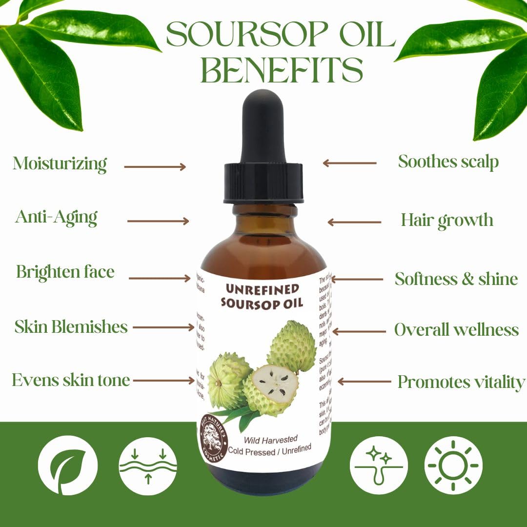 Best Natures Cosmetic Virgin Soursop Graviola Guanabana Öl (Unverdünnt, Kaltgepresst, Unraffiniert)