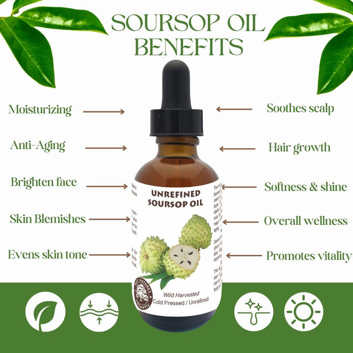 Best Natures Cosmetic Virgin Soursop Graviola Guanabana Öl (Unverdünnt, Kaltgepresst, Unraffiniert)