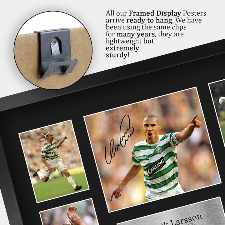 HWC Trading FR A3 Henrik Larsson Celtic Gedruckte Erinnerungsstücke Signiert Autogramm Foto Display