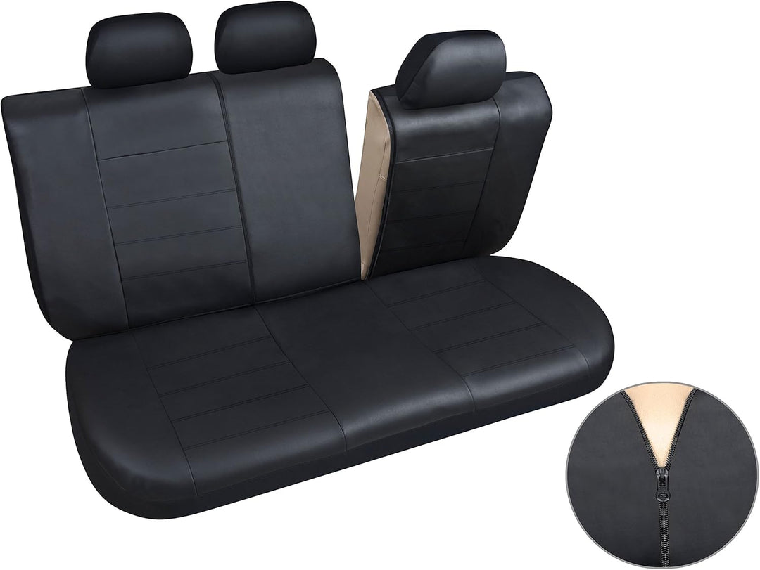 Upgrade4cars Sitzbezüge Auto Leder-Optik Universal Schwarz | Auto-Sitzbezüge Set für Sommer &amp; Winter