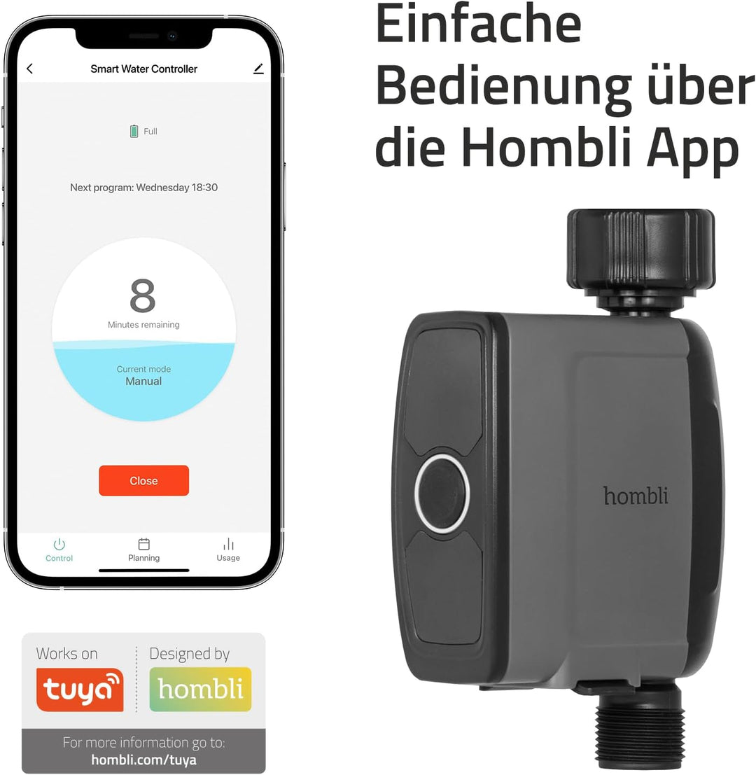 Hombli Smart Bluetooth Wassercontroller für automatische Garten-Bewässerung mit App-Steuerung, Zeitp