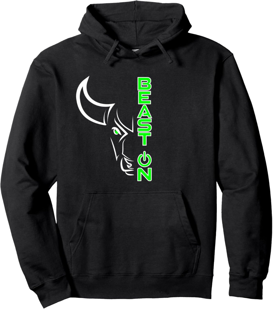 Stier Bulle Kopf Beast ON Grün Gym Workout Fitness Training Pullover Hoodie