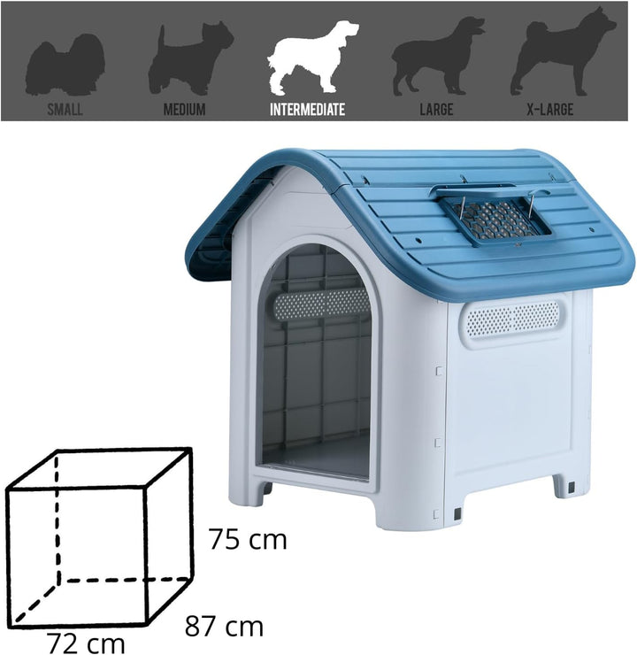 Lanco - Zwinger für kleine Hunde mit verstellbarem Schiebedach. Innen- und Aussenbereich mit Belüftu