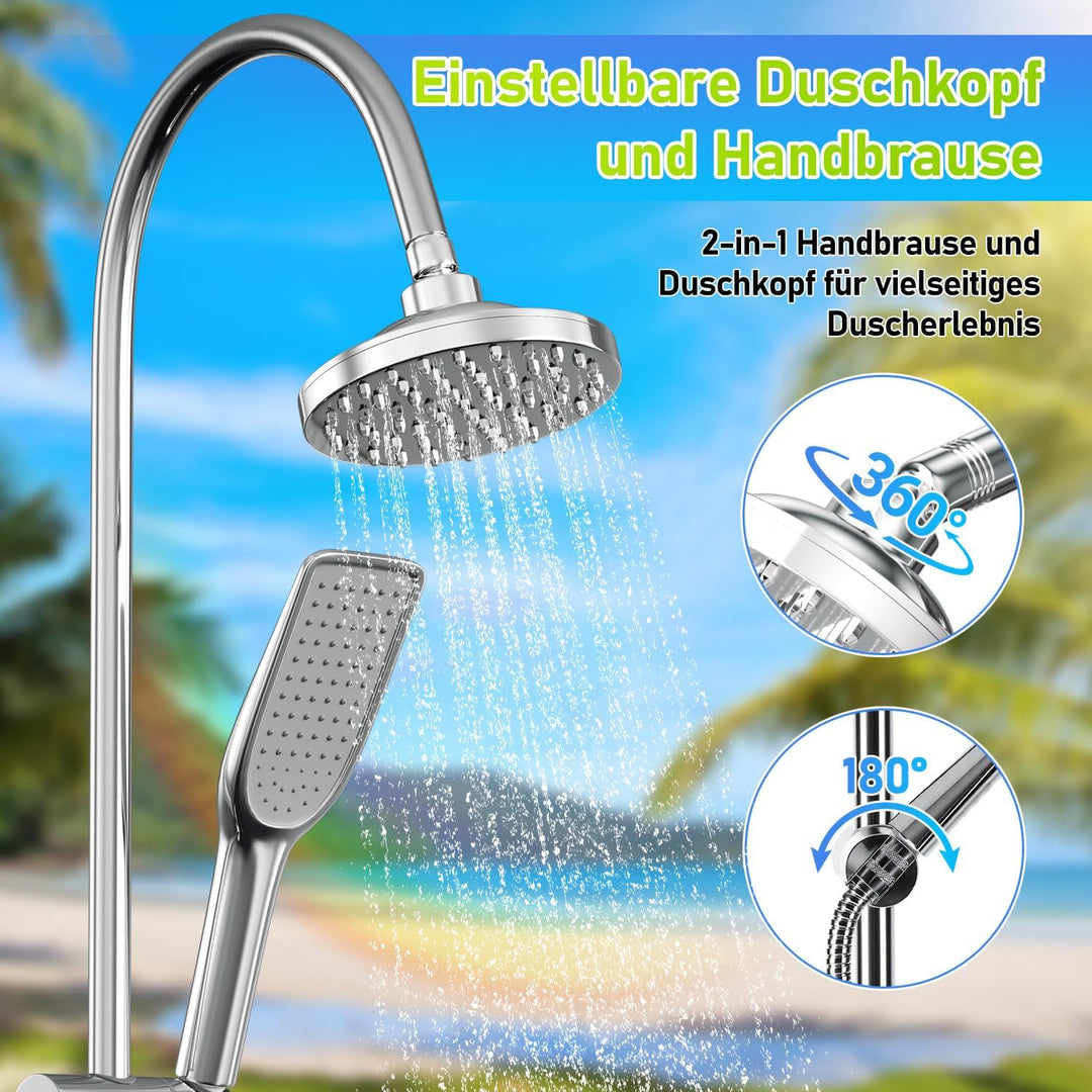 Solardusche 20L Halbe Einzelstab Solar Gartendusche warmes Wasser Bis Zu 60°C Ohne Stromanschluss Po