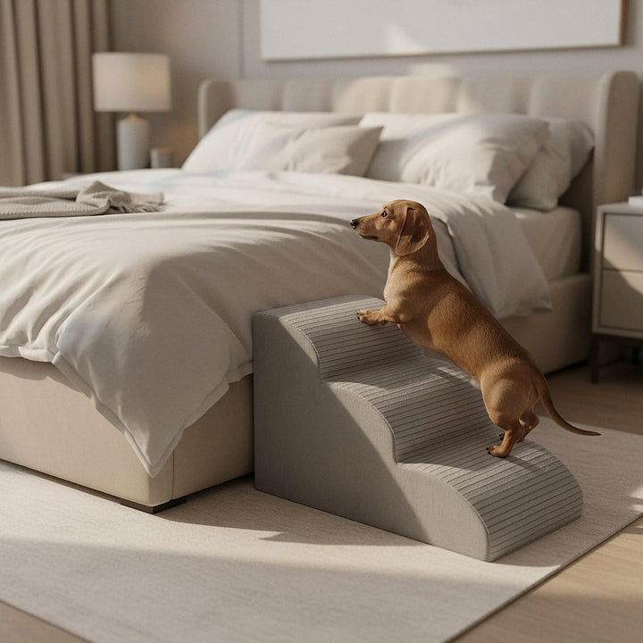 Hundetreppe 3 Stufen - 60 x 30 x 40 cm - rutschfest Weich für Kleine Hunde Haustiertreppe Stabil Sic