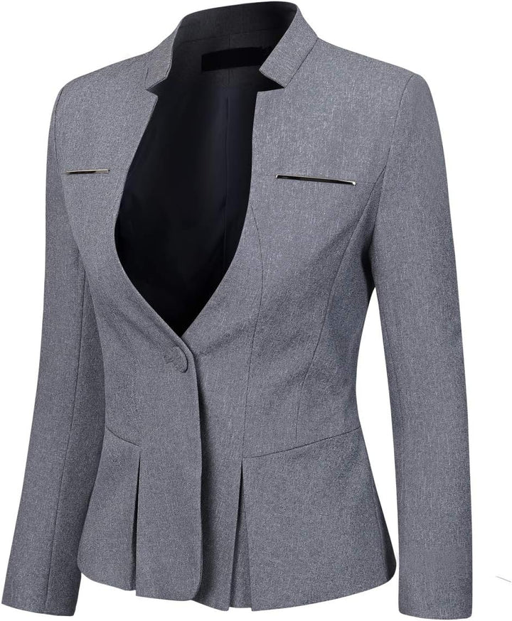 YYNUDA Damen Slim Fit Blazer Sommer Elegant Anzugjacke mit EIN Knopf Kurz für Office Business, XS He