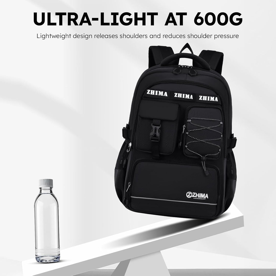 Schulrucksack Jungen Teenager, Rucksack Schule Gymnasium Oberstufe Schulranzen mit Reflektoren für 1