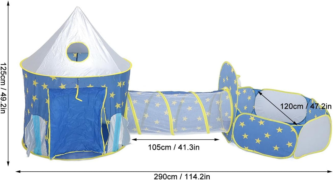 3-in-1 Kinderspielzelt mit Krabbeltunnel und Bällebad, Pop-Up-Spielhaus für Drinnen und Draussen, Tr