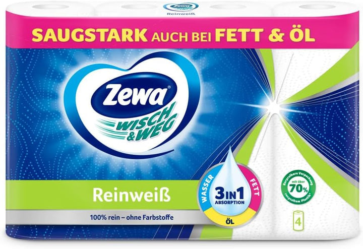Zewa Wisch &amp; Weg Reinweiss 4x48 Blatt / 12 Packungen