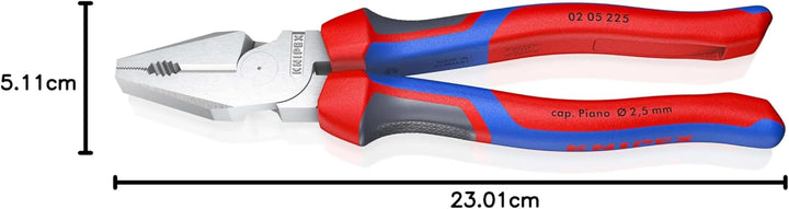 Knipex Kraft-Kombizange verchromt, mit Mehrkomponenten-Hüllen 225 mm 02 05 225 Mit Mehrkomponentenhü