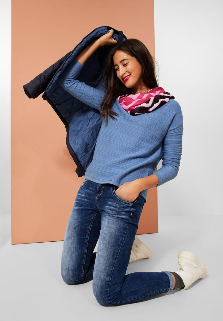 Street One Damen Strickpullover 44 Dazzling Blue Melange, 44 Dazzling Blue Melange