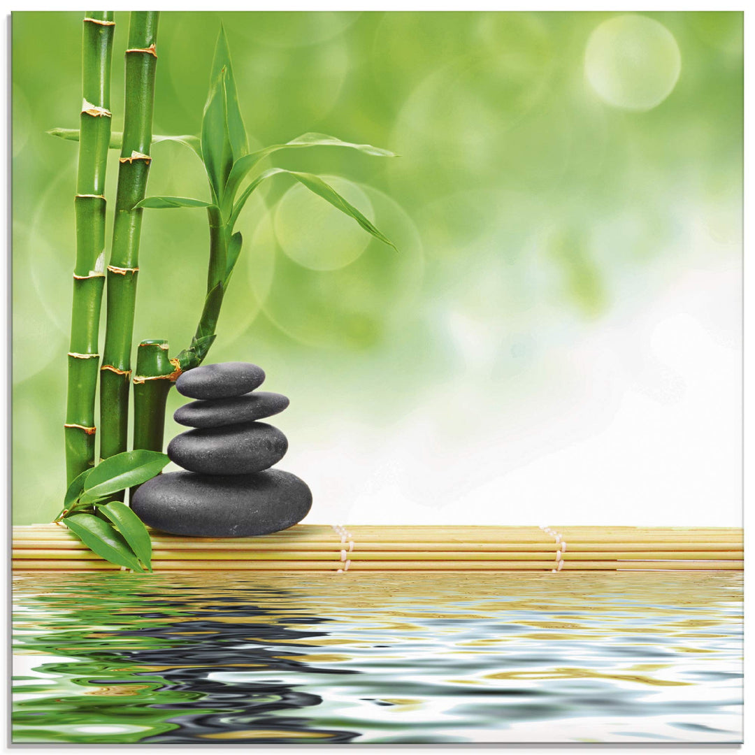 ARTland Glasbilder Wandbild Glas Bild einteilig 50x50 cm Quadratisch Asien Wellness Zen Spa Steine B