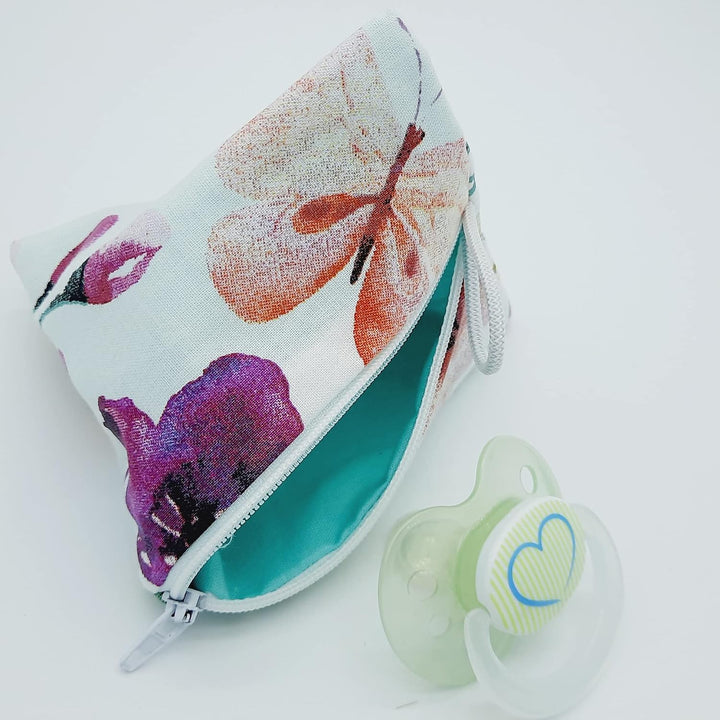 Grosse Windeltasche XXL mit Name Wickeltasche bunte Wiese weiss mint