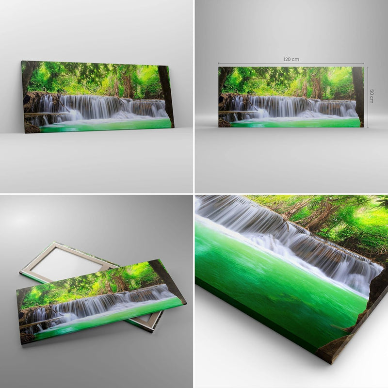 Wandbilder Dekoration Wohnzimmer Wasser Park Natur Landschaft Panorama Bilder auf Leinwand 120x50cm