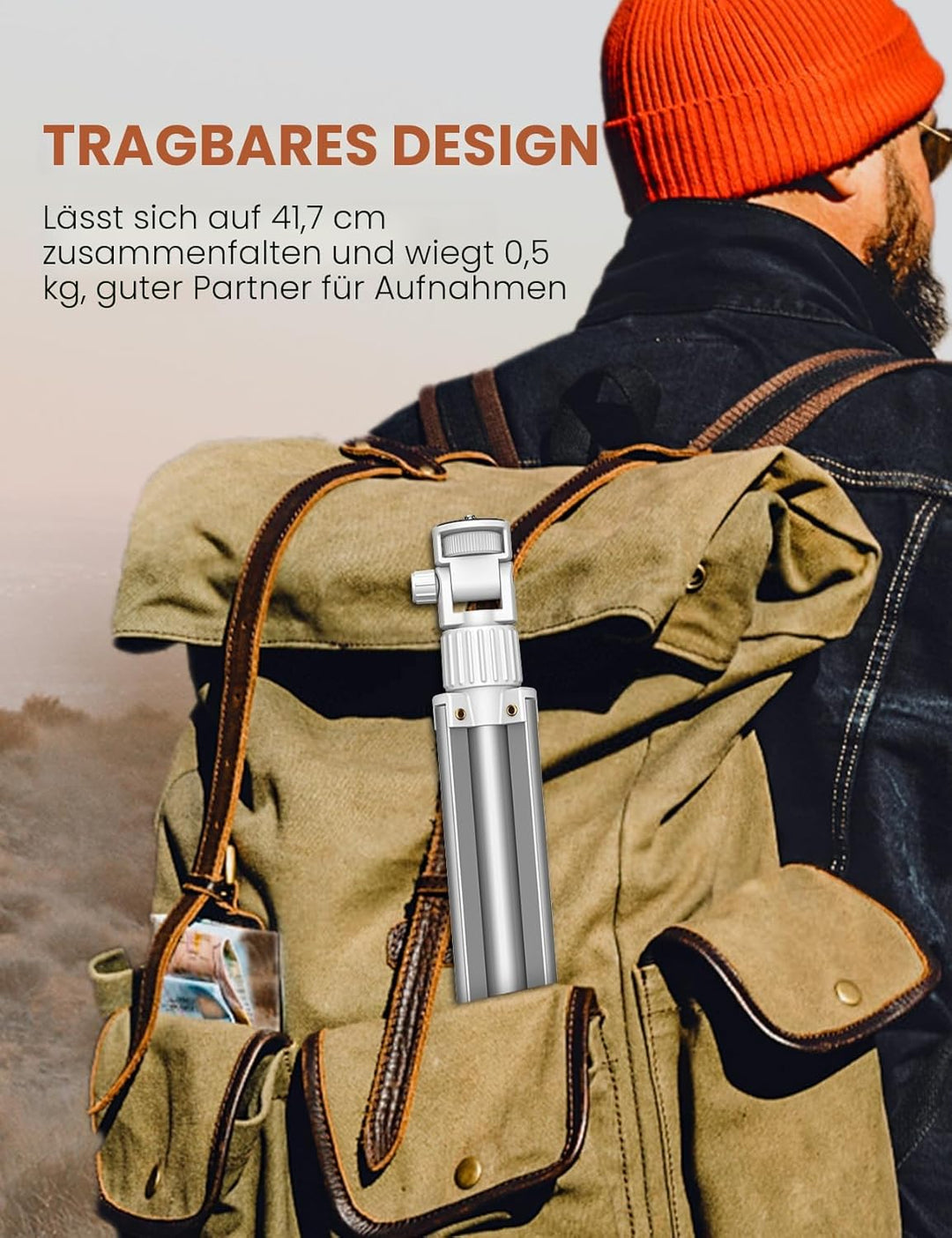 180cm Handy Stativ für Smartphone Weiss mit Fernauslöser | Stabiles Erweiterbarer Aluminium Stangen